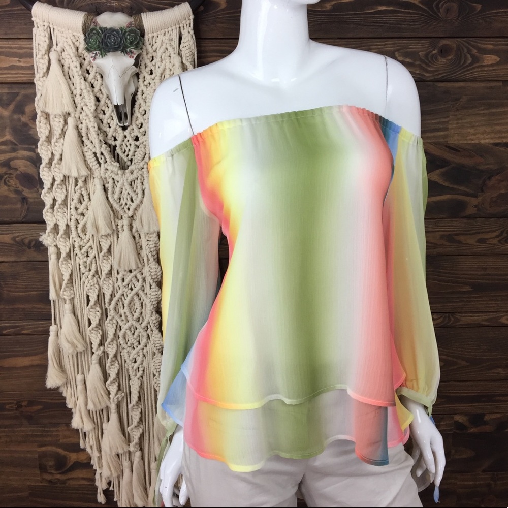 A.n.a | Multicolored Tiered‎ Off Shoulder Bow